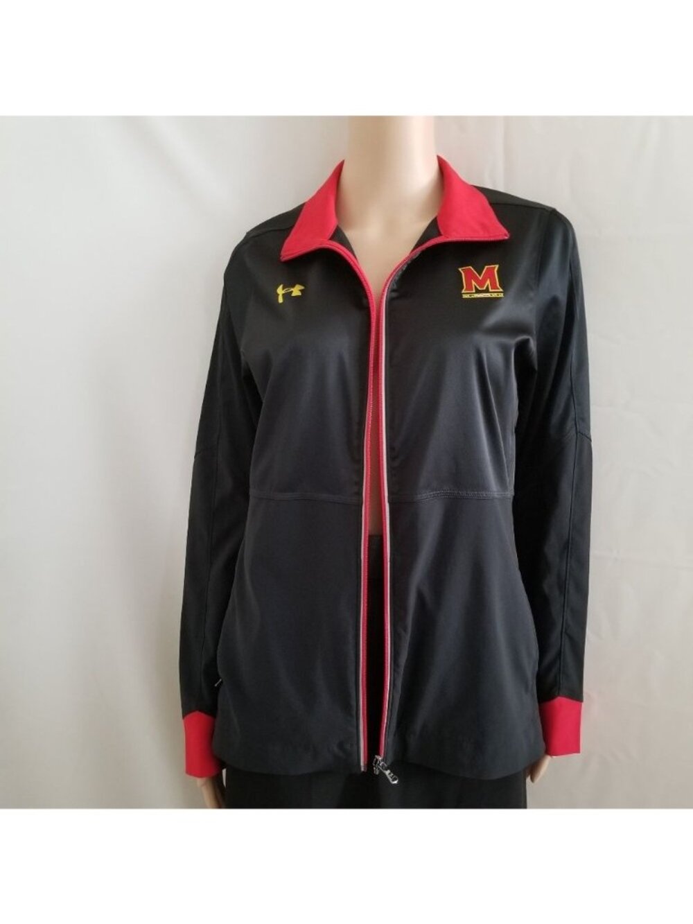 Under Armour Women's Maryland Terrapins Logo Full Zip Front Black/Red Jacket S/P - Picture 3 of 8